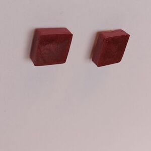 CLEARANCE Red square resin stud earrings